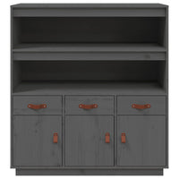 Credenza Grigia 100x40x108,5 cm in Legno Massello di Pino 820164