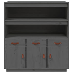 Credenza Grigia 100x40x108,5 cm in Legno Massello di Pino 820164