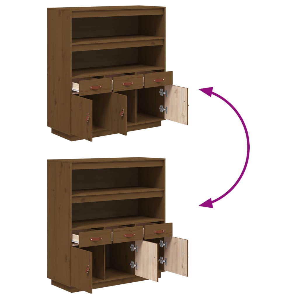 Credenza ambra 100x40x108,5 cm in Legno Massello di Pino 820165