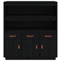 Credenza Nera 100x40x108,5 cm in Legno Massello di Pino 820166