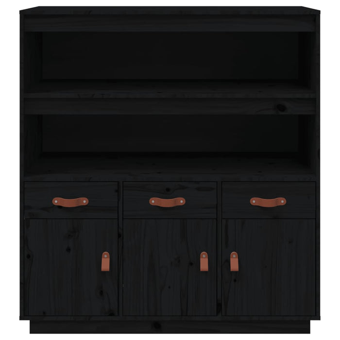 Credenza Nera 100x40x108,5 cm in Legno Massello di Pino 820166