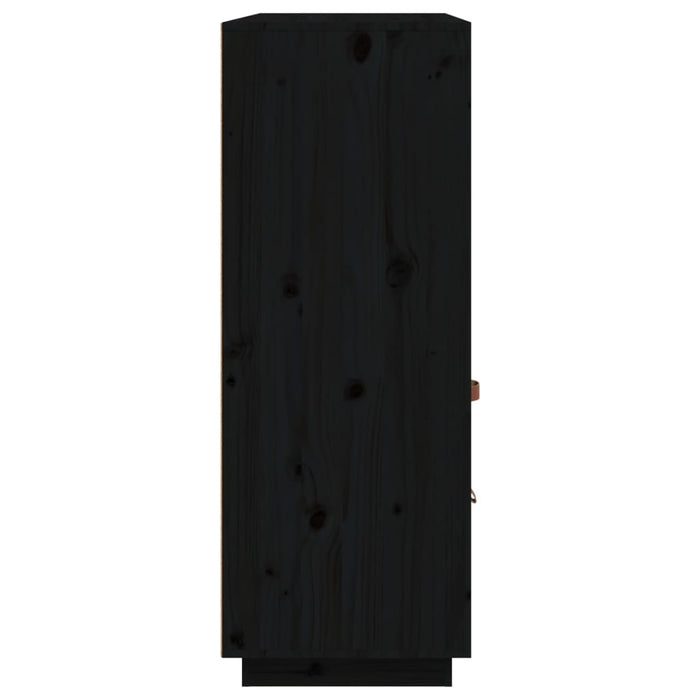 Credenza Nera 100x40x108,5 cm in Legno Massello di Pino 820166