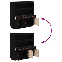 Credenza Nera 100x40x108,5 cm in Legno Massello di Pino 820166