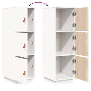 Credenza-Buffet-Armadio da cucina Bianca 34x40x108,5 cm in Legno Massello di Pino 489197