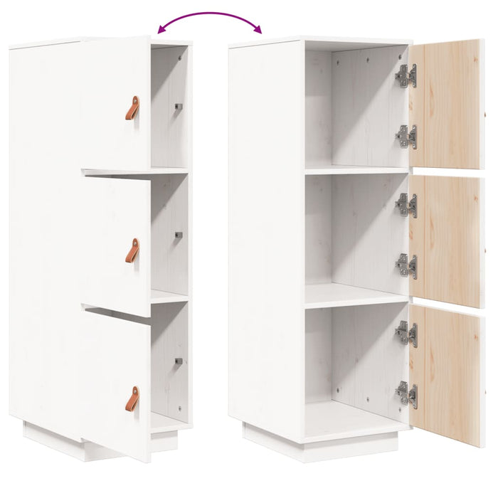 Credenza-Buffet-Armadio da cucina Bianca 34x40x108,5 cm in Legno Massello di Pino 489197