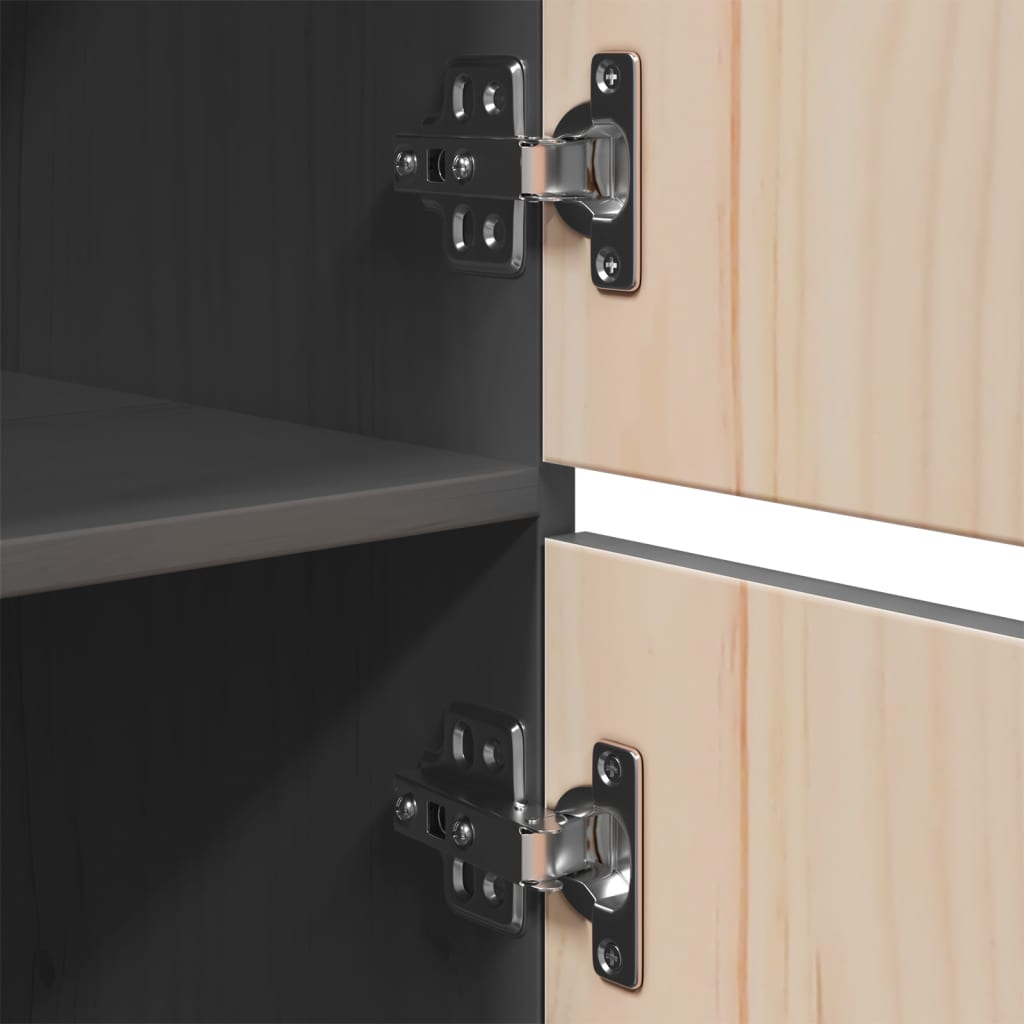 Credenza Grigia 34x40x108,5 cm in Legno Massello di Pino 820169