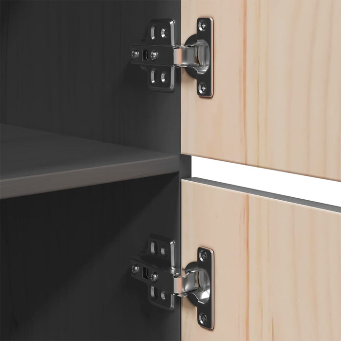 Credenza Grigia 34x40x108,5 cm in Legno Massello di Pino 820169