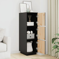 Credenza Nera 34x40x108,5 cm in Legno Massello di Pino cod mxl 26351