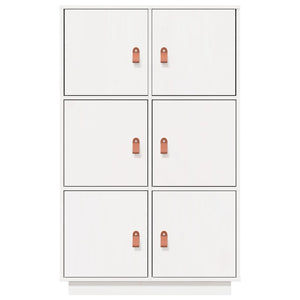 Credenza Bianca 67x40x108,5 cm in Legno Massello di Pino 820173