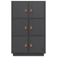 Credenza Grigia 67x40x108,5 cm in Legno Massello di Pino 820174