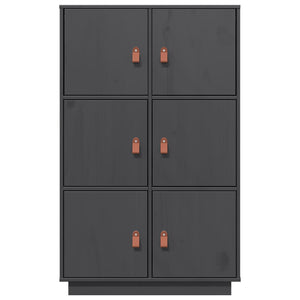 Credenza Grigia 67x40x108,5 cm in Legno Massello di Pino 820174