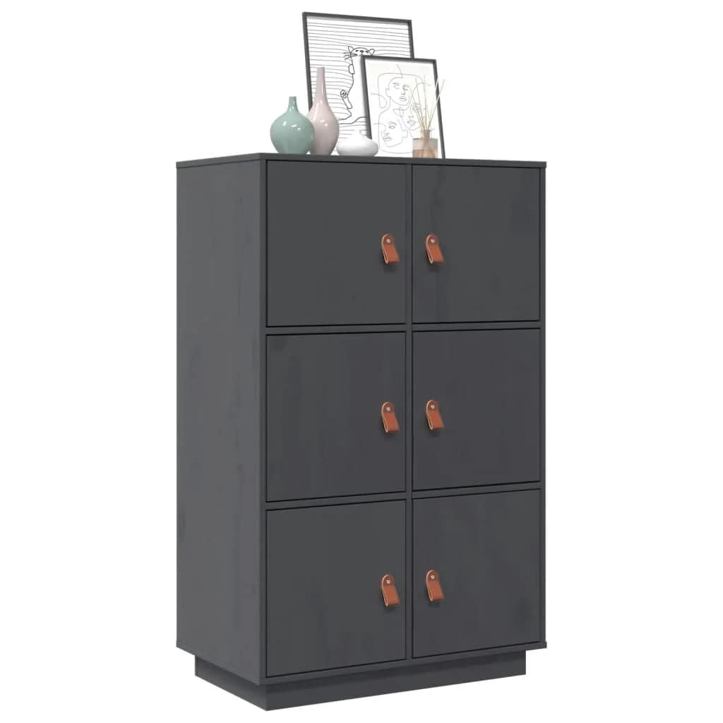 Credenza Grigia 67x40x108,5 cm in Legno Massello di Pino cod mxl 25680