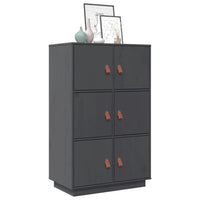 Credenza Grigia 67x40x108,5 cm in Legno Massello di Pino cod mxl 25680