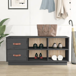 Scarpiera Grigia 100x34x45 cm in Legno Massello di Pino cod mxl 47885