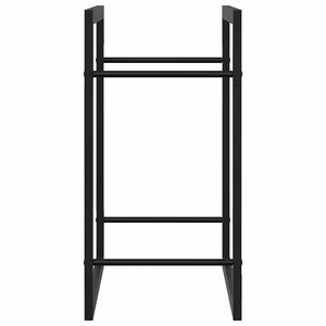 Portalegna Nero Opaco 50x28x56 cm in Acciaio 350304