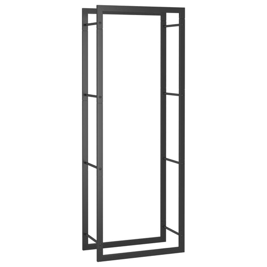 Portalegna-Scaffale per Legna Nero Opaco 50x28x132 cm in Acciaio