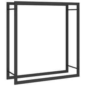 Portalegna Nero Opaco 80x28x86 cm in Acciaio 350307