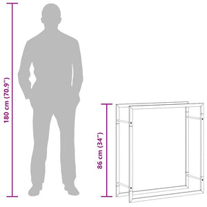 Portalegna Nero Opaco 80x28x86 cm in Acciaio 350307