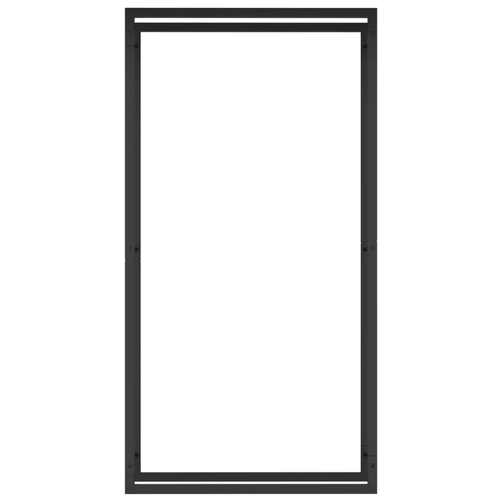 Portalegna-Scaffale per Legna Nero Opaco 80x28x154 cm Acciaio