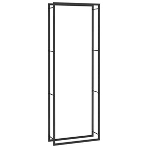 Portalegna-Scaffale per Legna Nero Opaco 80x28x222 cm Acciaio