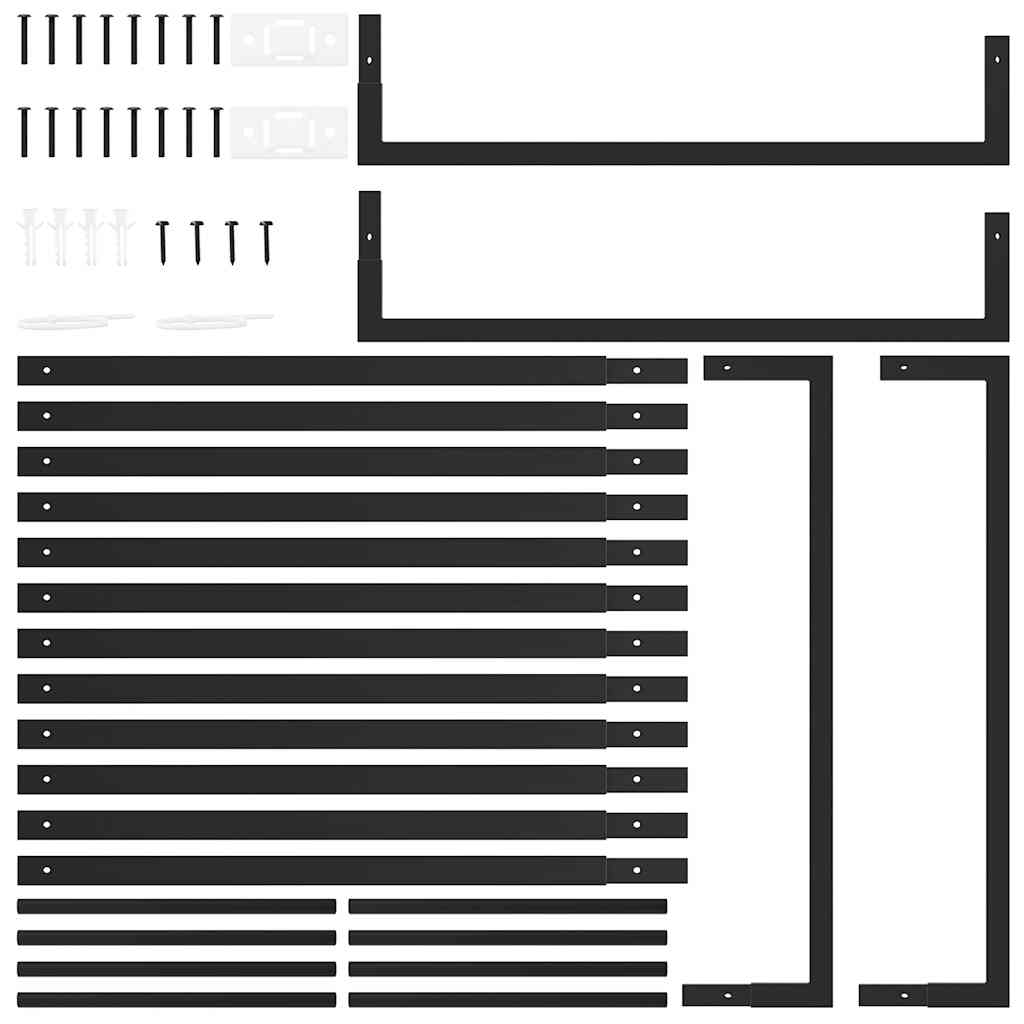 Portalegna Nero Opaco 80x28x222 cm Acciaio 350309