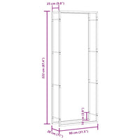 Portalegna Nero Opaco 80x28x222 cm Acciaio 350309