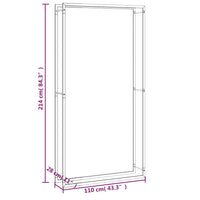 Portalegna-Scaffale per Legna Nero Opaco 110x28x214 cm in Acciaio