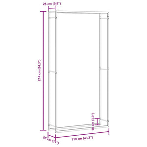 Portalegna Nero Opaco 110x28x214 cm in Acciaio 350311