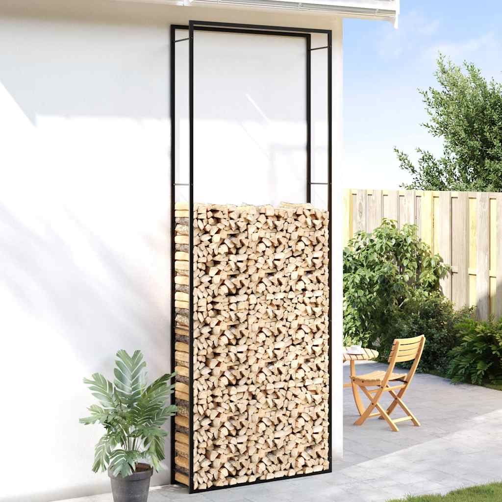 Portalegna Nero Opaco 110x28x312 cm in Acciaio 350312