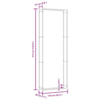 Portalegna Nero Opaco 110x28x312 cm in Acciaio 350312
