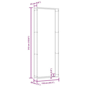 Portalegna Nero Opaco 110x28x312 cm in Acciaio 350312