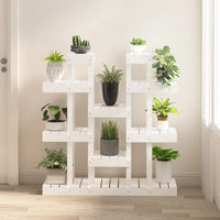 Supporto Piante Bianco 104,5x25x109,5 cm Legno Massello di Pino cod mxl 74437