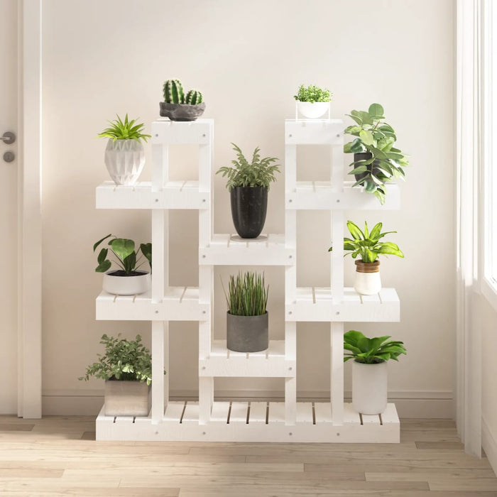 Supporto Piante Bianco 104,5x25x109,5 cm Legno Massello di Pino cod mxl 74437