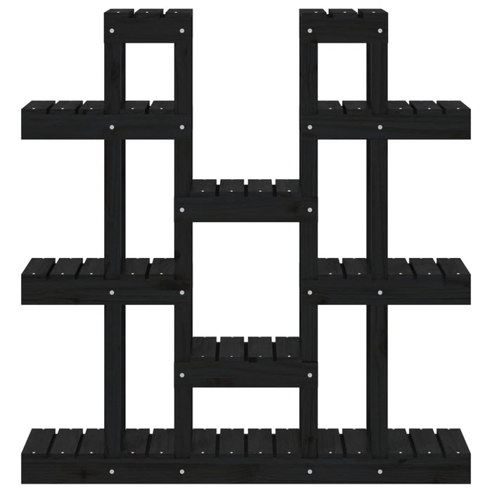 Supporto per Piante Nero 104,5x25x109,5 cm Legno Massello Pino 822096