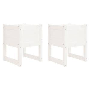 Fioriere 2 pz Bianche 40x40x52,5 cm in Legno Massello di Pino