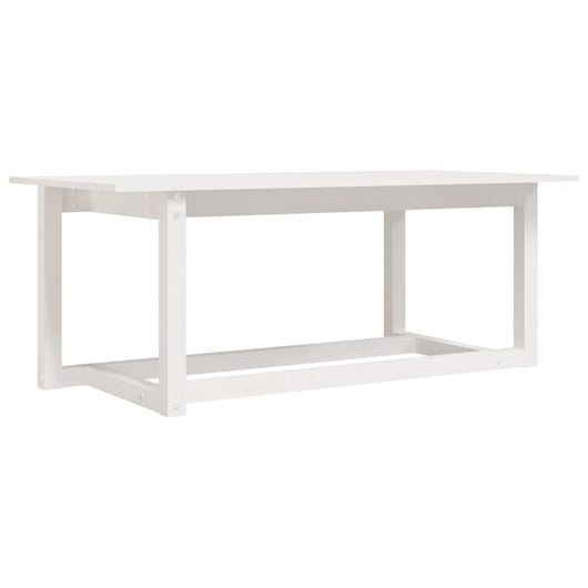 Tavolino da Salotto Bianco 110x55x45 cm Legno Massello di Pino 822168