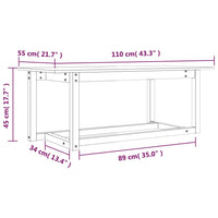 Tavolino da Salotto Grigio 110x55x45 cm Legno Massello di Pino 822169