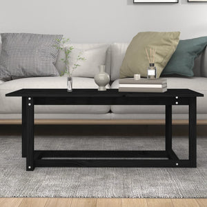 Tavolino da Salotto Nero 110x55x45 cm Legno Massello di Pino cod mxl 26150