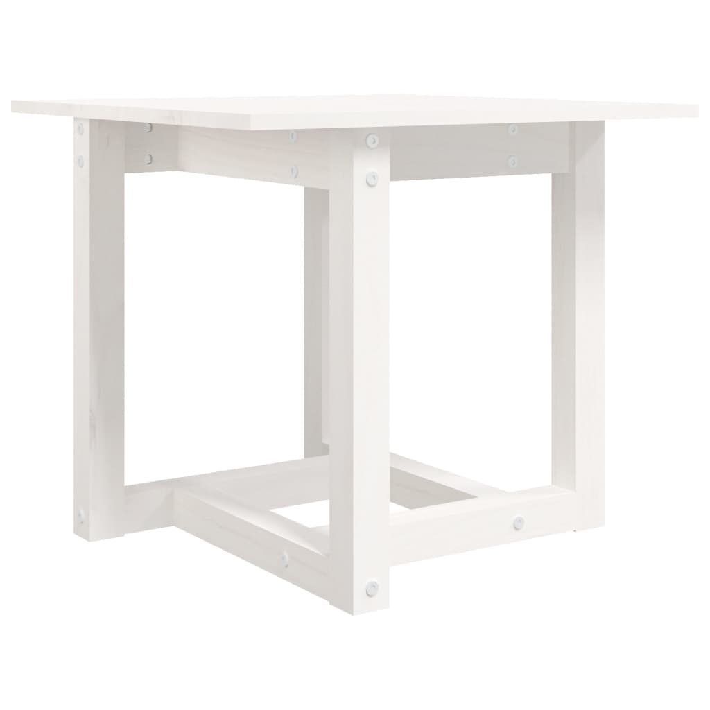 Tavolino da Salotto Bianco 50x50x45 cm Legno Massello di Pino 822173