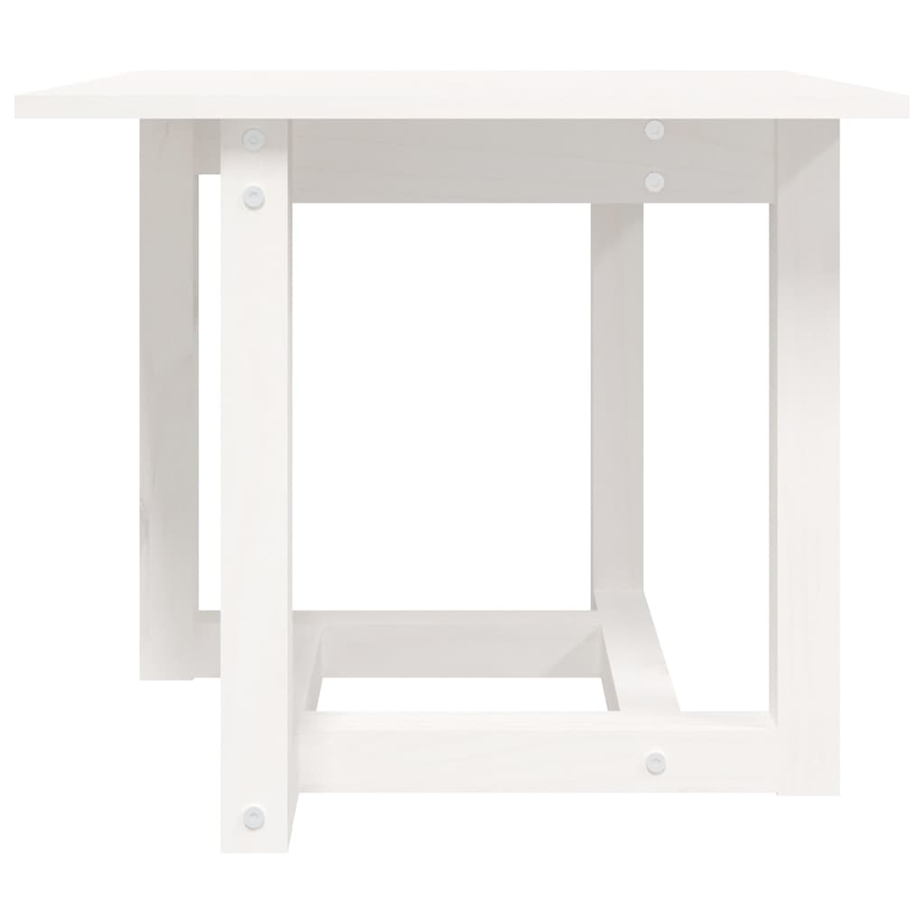 Tavolino da Salotto Bianco 50x50x45 cm Legno Massello di Pino 822173