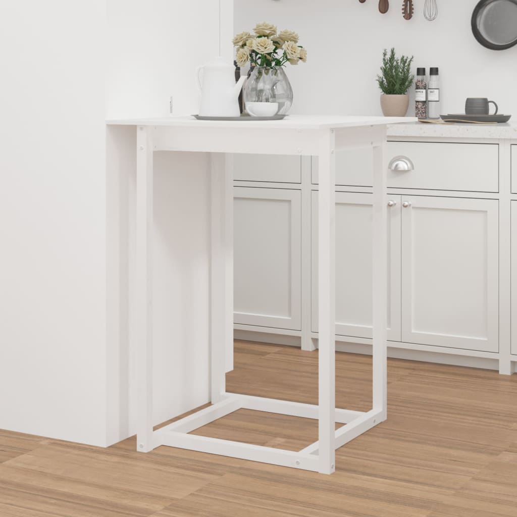 Tavolo da Bar Bianco 80x80x110 cm in Legno Massello di Pino 822183
