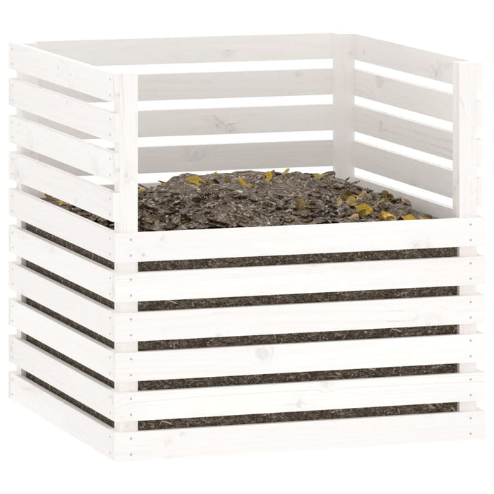 Compostiera Bianca 80x80x78 cm in Legno Massello di Pino