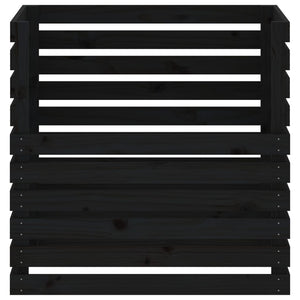 Compostiera Nera 80x80x78 cm in Legno Massello di Pino 822191