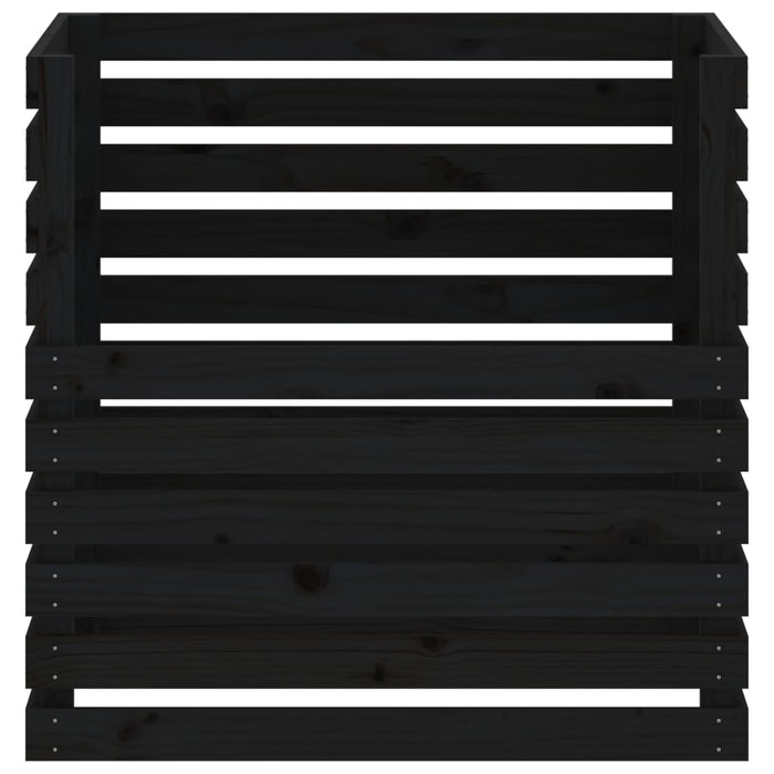 Compostiera Nera 80x80x78 cm in Legno Massello di Pino 822191