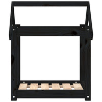 Cuccia per Cani Nera 61x50x70 cm in Legno Massello di Pino 822201