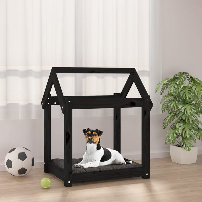 Cuccia per Cani Nera 61x50x70 cm in Legno Massello di Pino 822201