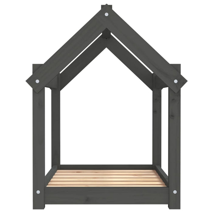 Cuccia per Cani Grigia 71x55x70 cm in Legno Massello di Pino 822204