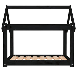 Cuccia per Cani Nera 81x60x70 cm in Legno Massello di Pino 822211
