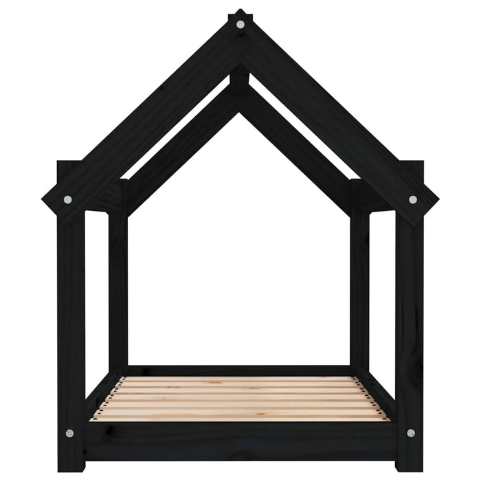 Cuccia per Cani Nera 81x60x70 cm in Legno Massello di Pino 822211