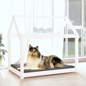 Cuccia per Cani Bianca 101x70x90 cm in Legno Massello di Pino 822213